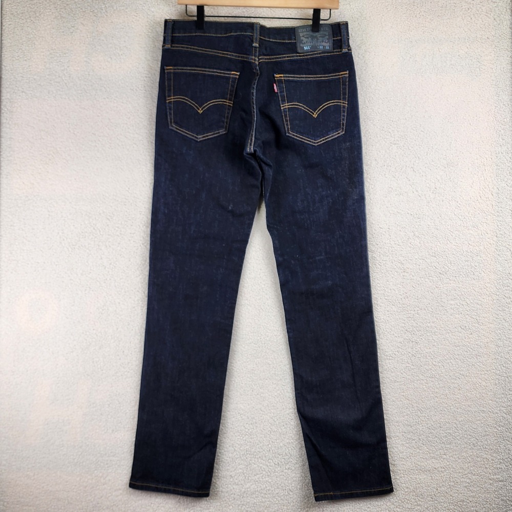 Levi's 511 Slim Fit Jeans Mens 32x32 Dark Indigo Blue Denim Classic Casual - Picture 7 of 14
